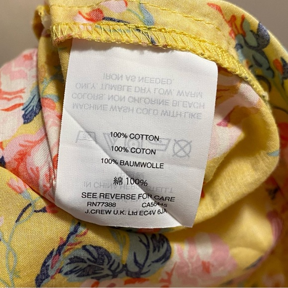 J Crew Liberty London Magical Bouquet Popover Blouse Yellow Floral Roses Pintuck - Picture 8 of 10